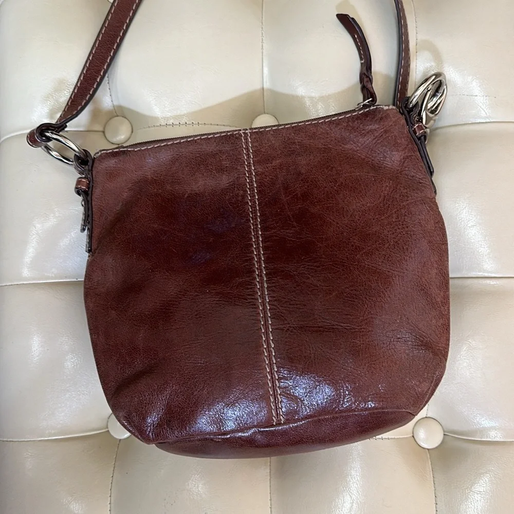 Genuine leather boho shoulder bag, adjustable strap